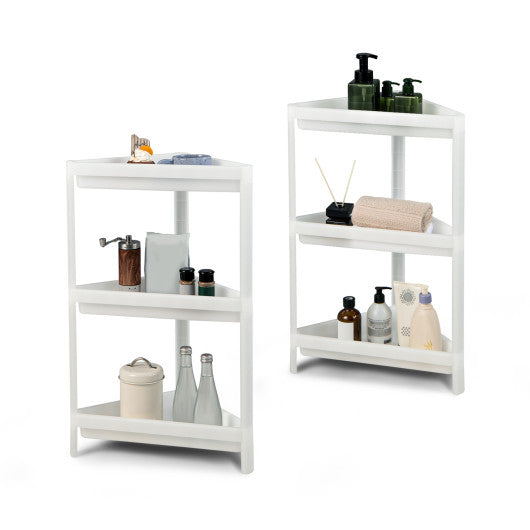 2 Pack 3-Tier Detachable Floor Corner Shower Shelf with Drainage Holes-White Sale