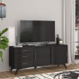 64  Black Mahogany Solid Wood Enclosed and Open Storage TV Stand Online