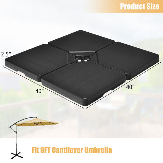 4 Pieces 13L Cantilever Offset Patio Umbrella Base with Easy-Fill Spouts Online