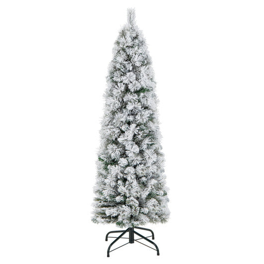 4.5 6 7 Feet Christmas Tree with 258 Branch Tips and 100 Incandescent Lights-Flocked and Slim-4.5 ft For Cheap