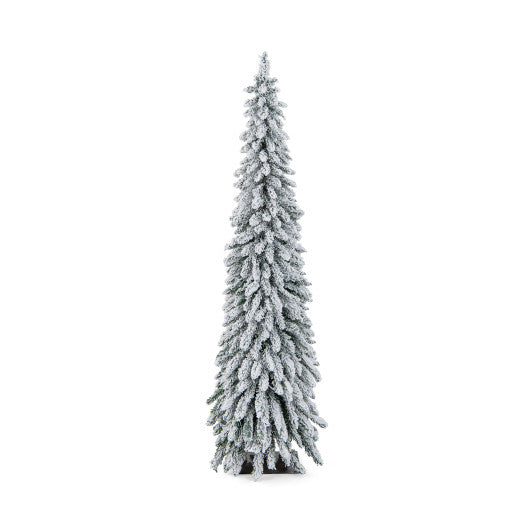 4 5 6 Feet Pre-Lit Artificial Christmas Tree Snow-Flocked Slim Pencil Xmas Decor-6 ft on Sale