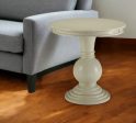 26  White Solid And Manufactured Wood Round End Table For Sale