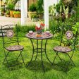 3 Pieces Patio Bistro Set with 1 Round Mosaic Table and 2 Folding Chairs Online Hot Sale