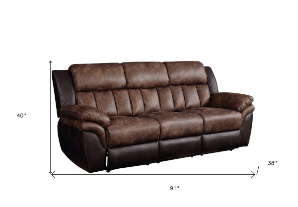 91  Espresso Microfiber Reclining Sofa With Black Legs Online now