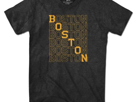 Black & Gold Boston Stacked T-Shirt For Discount