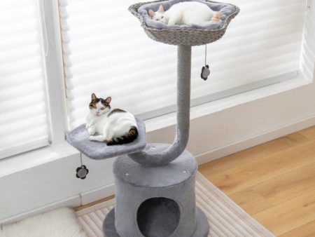 42  Tall Cat Tower with Curved Metal Supporting Frame for Large & Small Cats-Gray Sale