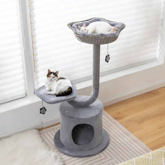 42  Tall Cat Tower with Curved Metal Supporting Frame for Large & Small Cats-Gray Sale