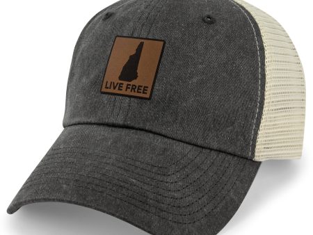 Live Free New Hampshire Leather Patch Relaxed Trucker Supply