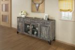 80  Gray Mango Solid Wood Enclosed Storage Distressed TV Stand Online now