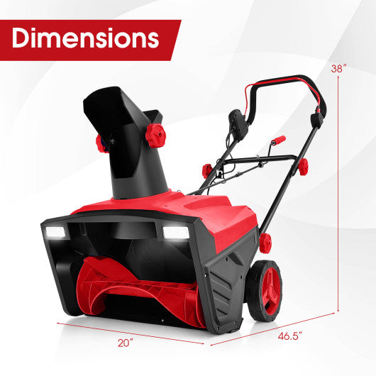 20 Inch 120V 15Amp Electric Snow Thrower with 180° Rotatable Chute-Red Sale