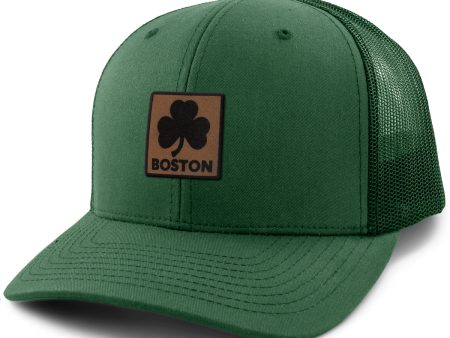 Boston Shamrock Leather Patch Classic Snapback Trucker For Discount