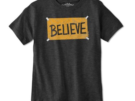 Believe Black & Gold Sign Youth T-Shirt Hot on Sale