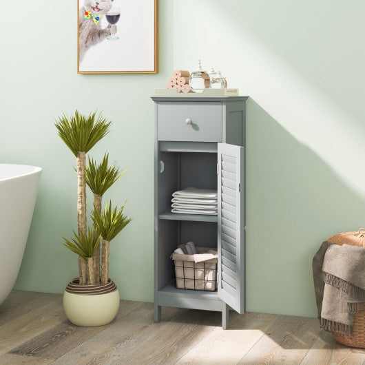 Woodern Bathroom Floor Storage Cabinet with Drawer and Shutter Door-Gray Hot on Sale