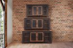 60  Black Solid Wood Cabinet Enclosed Storage Distressed TV Stand Sale