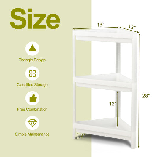 2 Pack 3-Tier Detachable Floor Corner Shower Shelf with Drainage Holes-White Sale