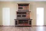 61  Brown Solid Wood Cabinet Enclosed Storage Distressed TV Stand Fashion