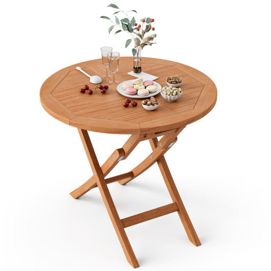 31.5 Inch Folding PatioTeak Wood Round Coffee Table For Discount