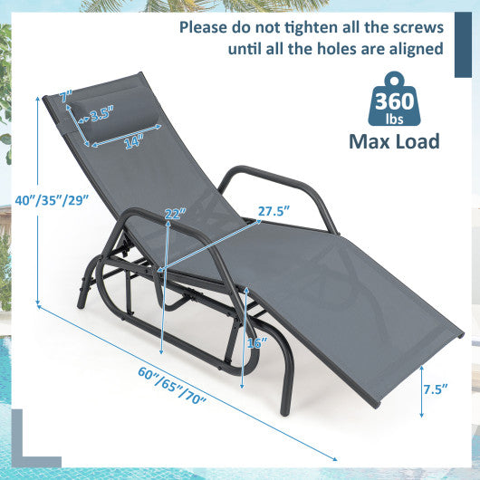 Outdoor Chaise Lounge Glider Chair with Armrests and Pillow-Gray Online