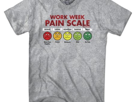 Work Week Pain Scale T-Shirt on Sale