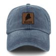 Maine Leather Patch Washed Dad Hat Discount