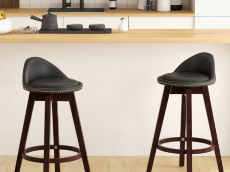 2 Pieces Cushioned Swivel Bar Stool Set with Low Back-Black Online Sale