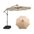 10 Feet Cantilever Umbrella with 32 LED Lights and Solar Panel Batteries-Beige Supply