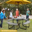 8-Person Outdoor Picnic Table and Bench Set with Umbrella Hole-Gray Supply