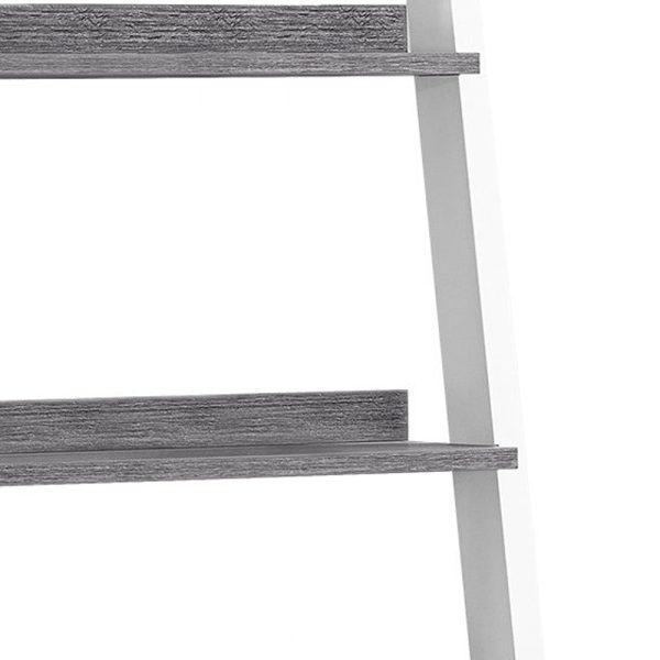 69  Gray and White Wood Ladder Bookcase With Two drawers Online Sale