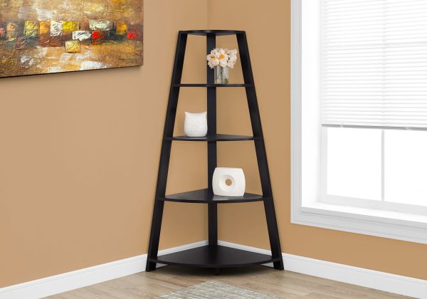 60  Black Wood Corner Bookcase Fashion