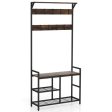 71 Inch Freestanding Hall Tree with Shoe Bench and 9 Removable Hooks-Rustic Brown Hot on Sale