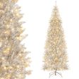 6 7 FT Pre-Lit Artificial Silver Tinsel Xmas Tree with 790 Branch Tips and 300 LED Lights-7 ft Fashion