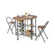 3 Pieces Folding Dining Table and Chair Set-Rustic Brown Hot on Sale