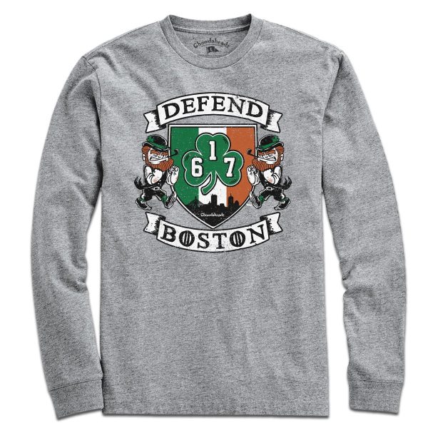 Defend Boston Shamrock Shield T-Shirt Hot on Sale