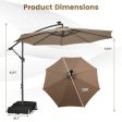 10 Feet Cantilever Umbrella with 32 LED Lights and Solar Panel Batteries-Tan Discount