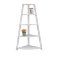 60  White Wood Four Tier Corner Bookcase Online