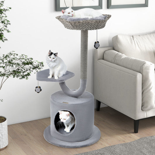 42  Tall Cat Tower with Curved Metal Supporting Frame for Large & Small Cats-Gray Sale