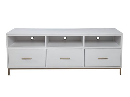 64  White Mahogany Solid Wood Open Shelving TV Stand Online