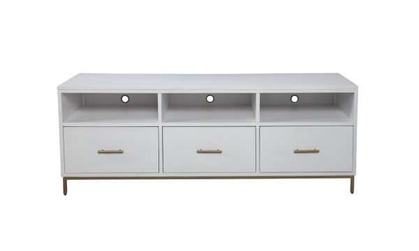 64  White Mahogany Solid Wood Open Shelving TV Stand Online