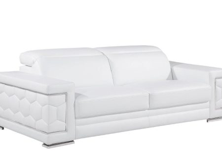 89  White Leather Sofa With Silver Legs Fashion