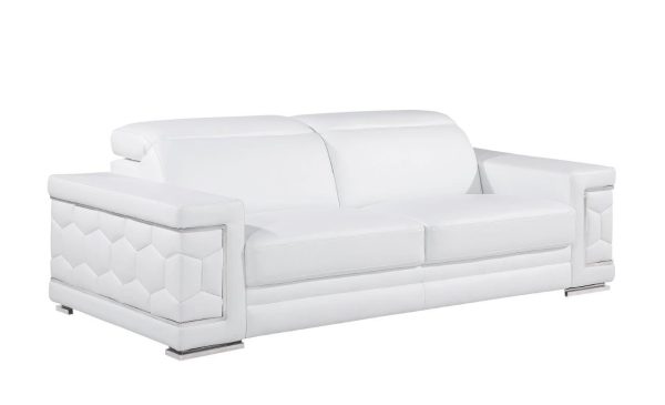 89  White Leather Sofa With Silver Legs Fashion