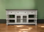 60  Ivory Solid Wood Open shelving Distressed TV Stand For Discount