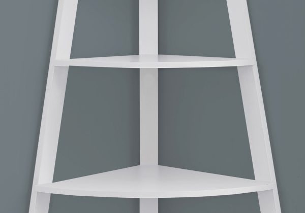 60  White Wood Four Tier Corner Bookcase Online