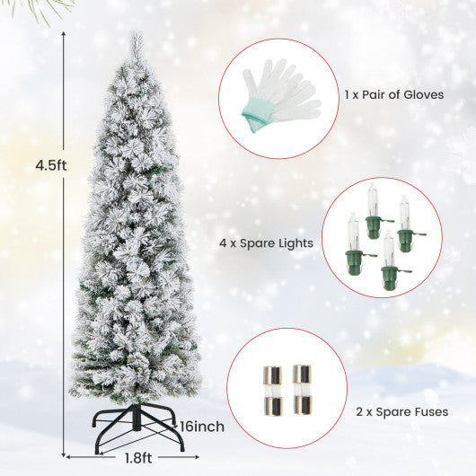 4.5 6 7 Feet Christmas Tree with 258 Branch Tips and 100 Incandescent Lights-Flocked and Slim-4.5 ft For Cheap