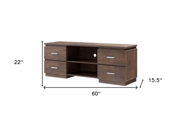 60  Brown Particle Board And Mdf Cabinet Enclosed Storage TV Stand For Sale