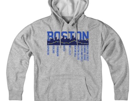 Boston Skyline Run Route Hoodie Fashion