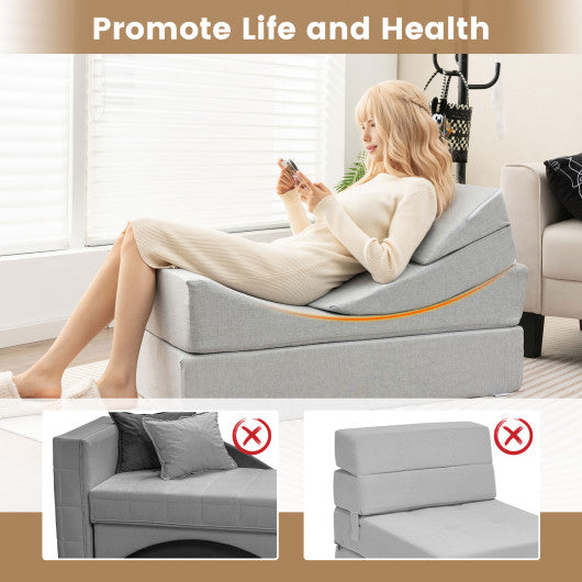 4-in-1 Convertible Folding Sofa Bed with High-Density Foam-Gray Online Sale