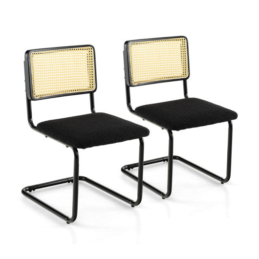 2 Pieces Mid-Century Modern Dining Chair with Cantilever Design-Black on Sale