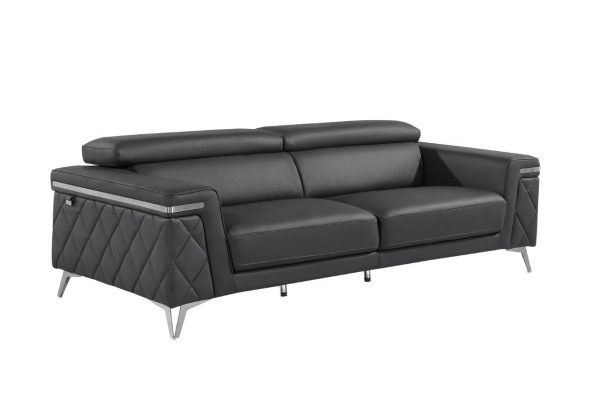 89  Dark Gray Italian Leather Sofa With Silver Legs For Discount