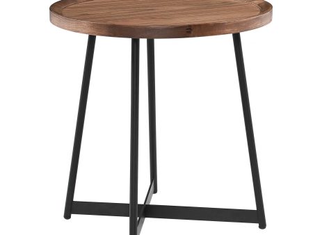 21.66  X 21.66  X 22.05  Round Side Table In American Walnut And Black Online Sale