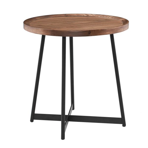 21.66  X 21.66  X 22.05  Round Side Table In American Walnut And Black Online Sale